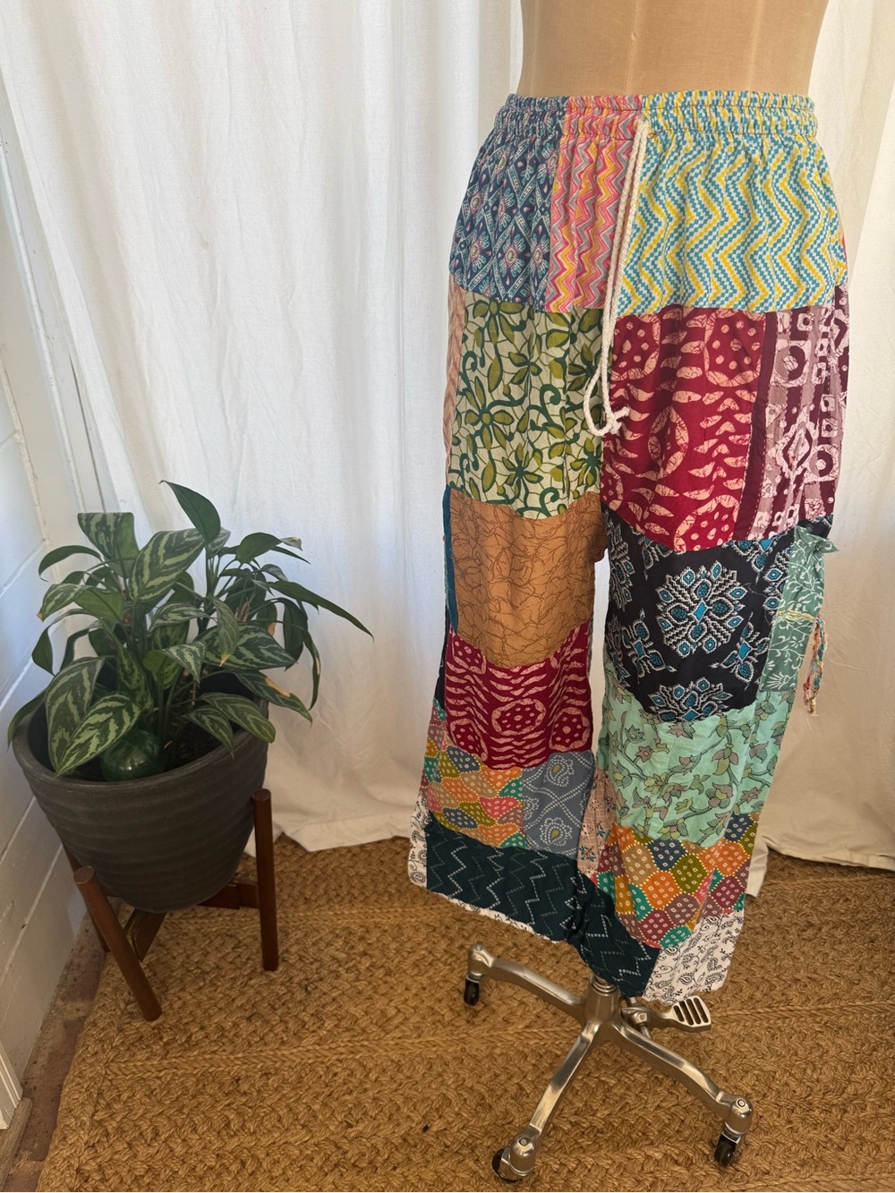 Ashley Taylor Multicolor Patchwork Wide-Leg Pants